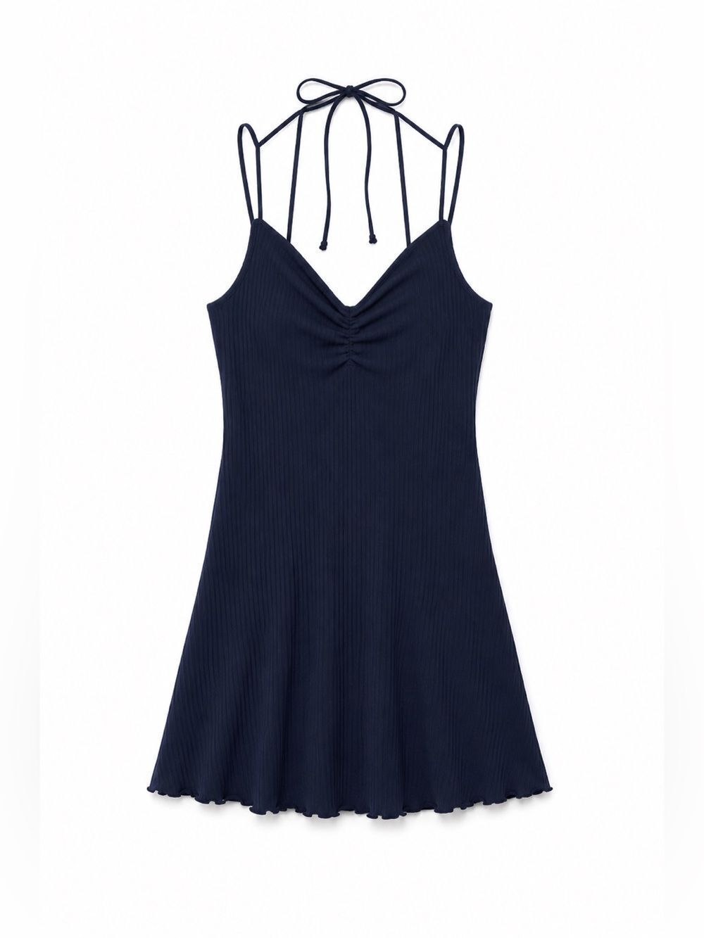 Abercrombie A&F Strappy Ribbed Mini Dress XSP Navy Blue